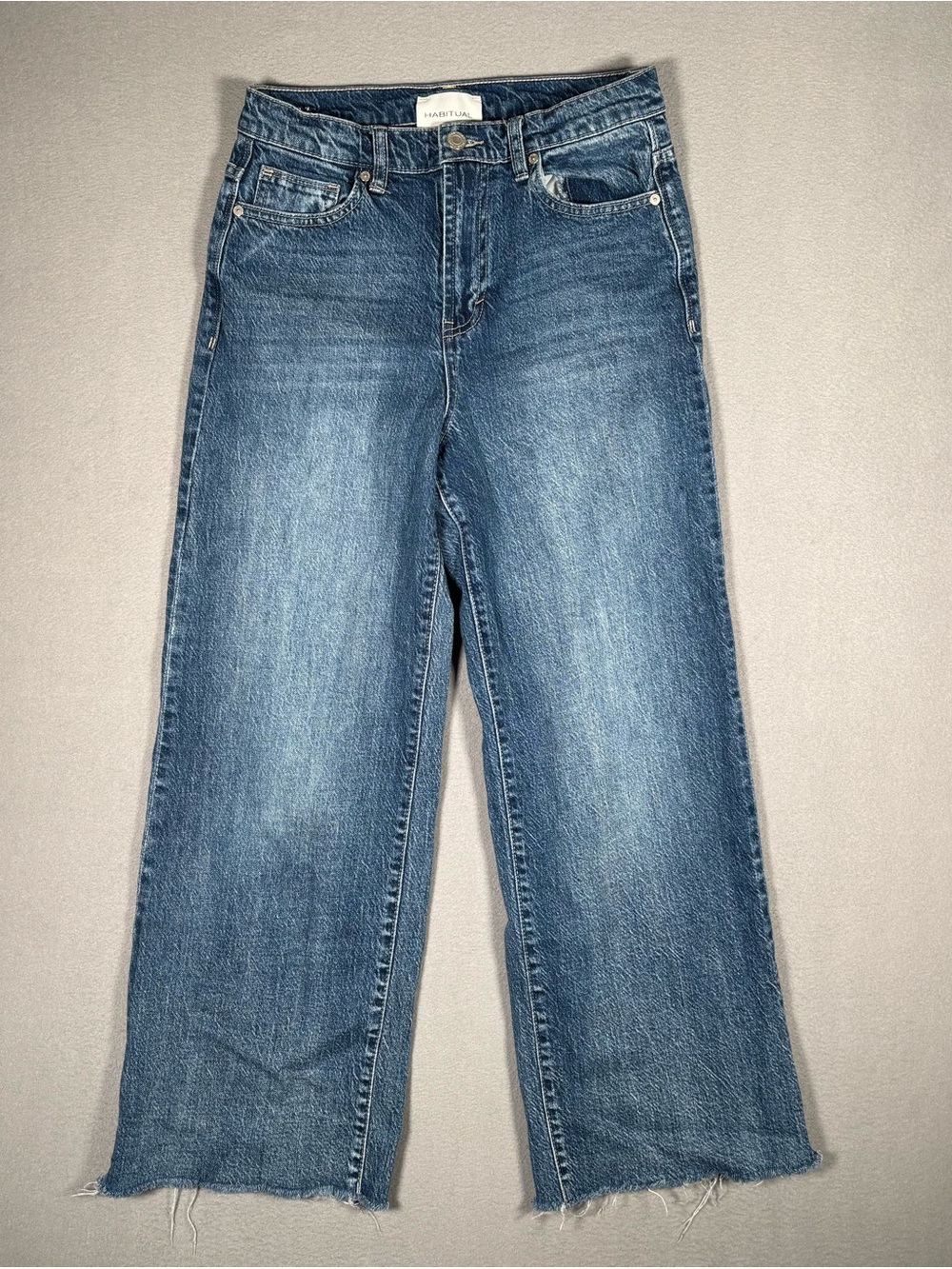 Habitual Denver Wide Leg Jeans Women’s 4/27 Blue High Rise Pants Raw Hem